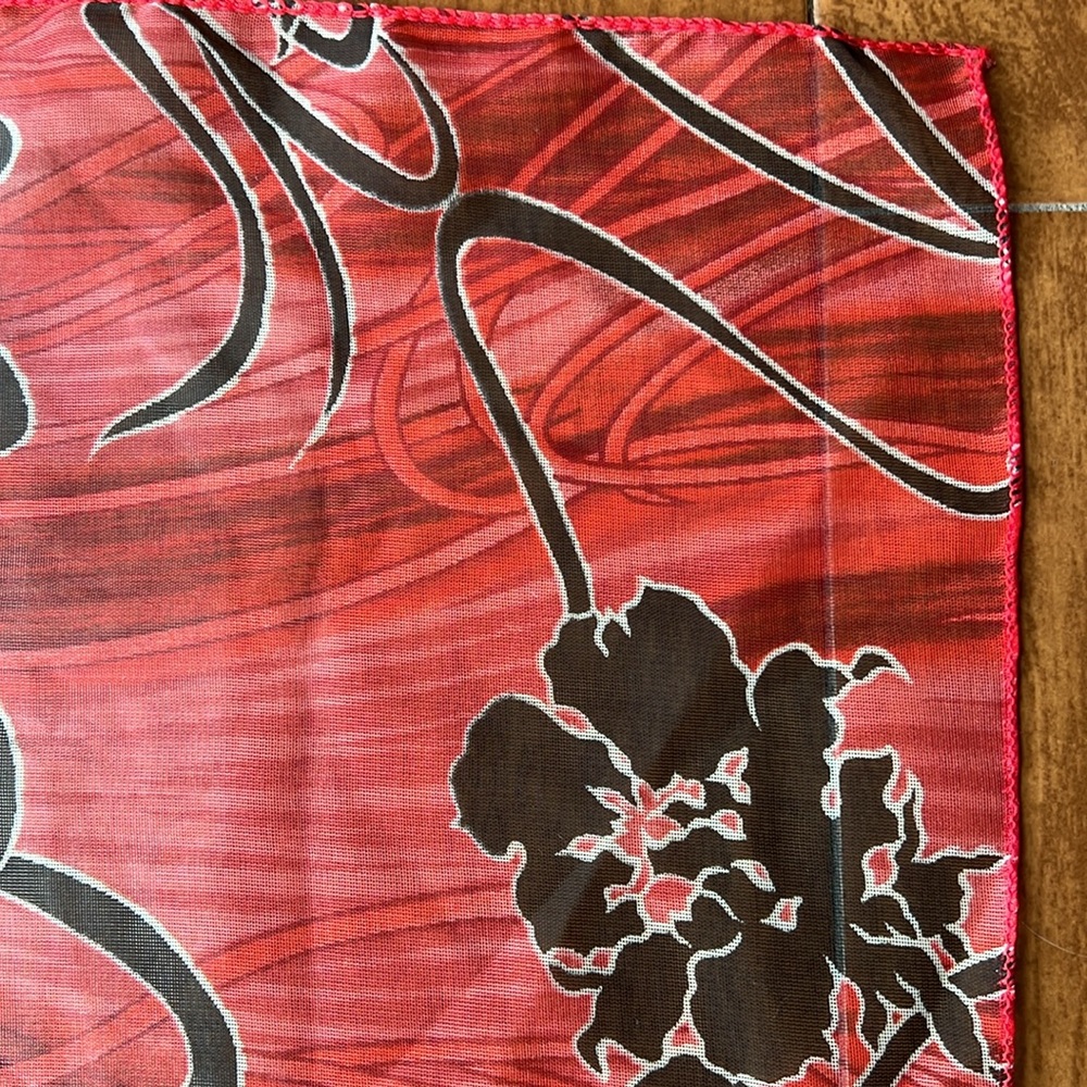 Red and Black Floral Scarf - Picture 4 of 8